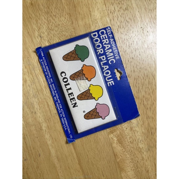 Vintage Retro Dead Stock COLLEEN With Ice Cream Ceramic Name Wall Plaque Sign - Picture 10 of 12